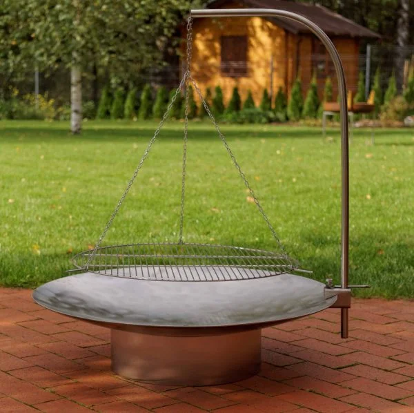 Stainless Steel Hestia fire pit can be used as a barbecue.