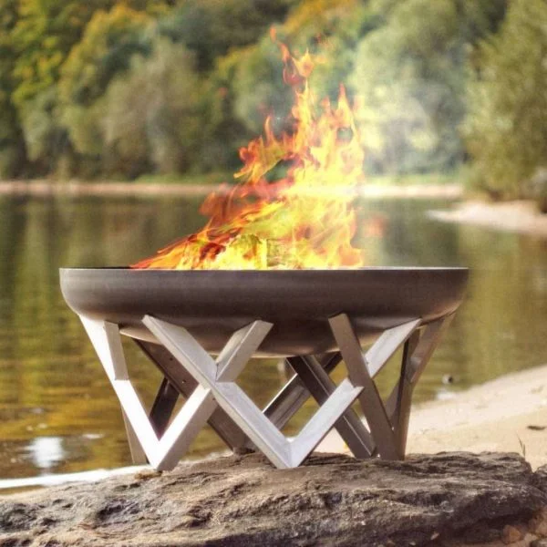 Stainless steel fire pit Awen (BBQ grill and lid are available)