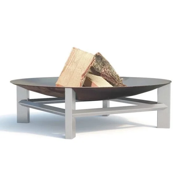 Loulon fire pit - 80cm diameter rusting or stainless steel bowl on stainless steel legs